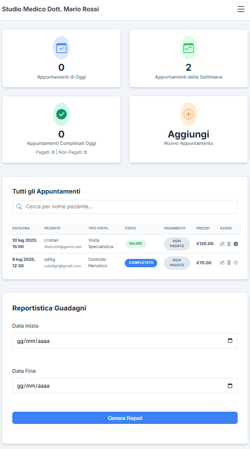 Mockup of a medical booking application
